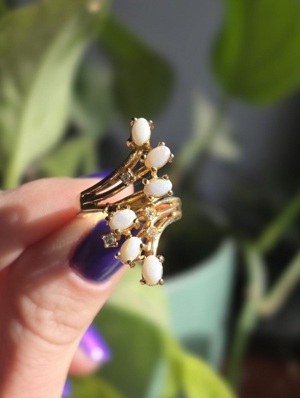 Carat Creation "Waterfall" Opal Cluster Ring - Size 6